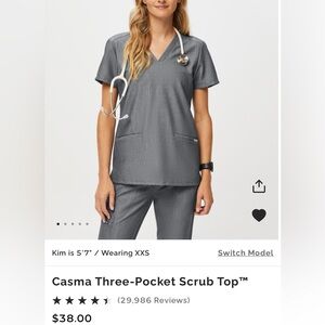 Casma three-pocket scrub top in graphite